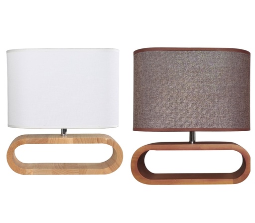 Table Lamp ES Cloth Oval OD100mm with Blonde wood