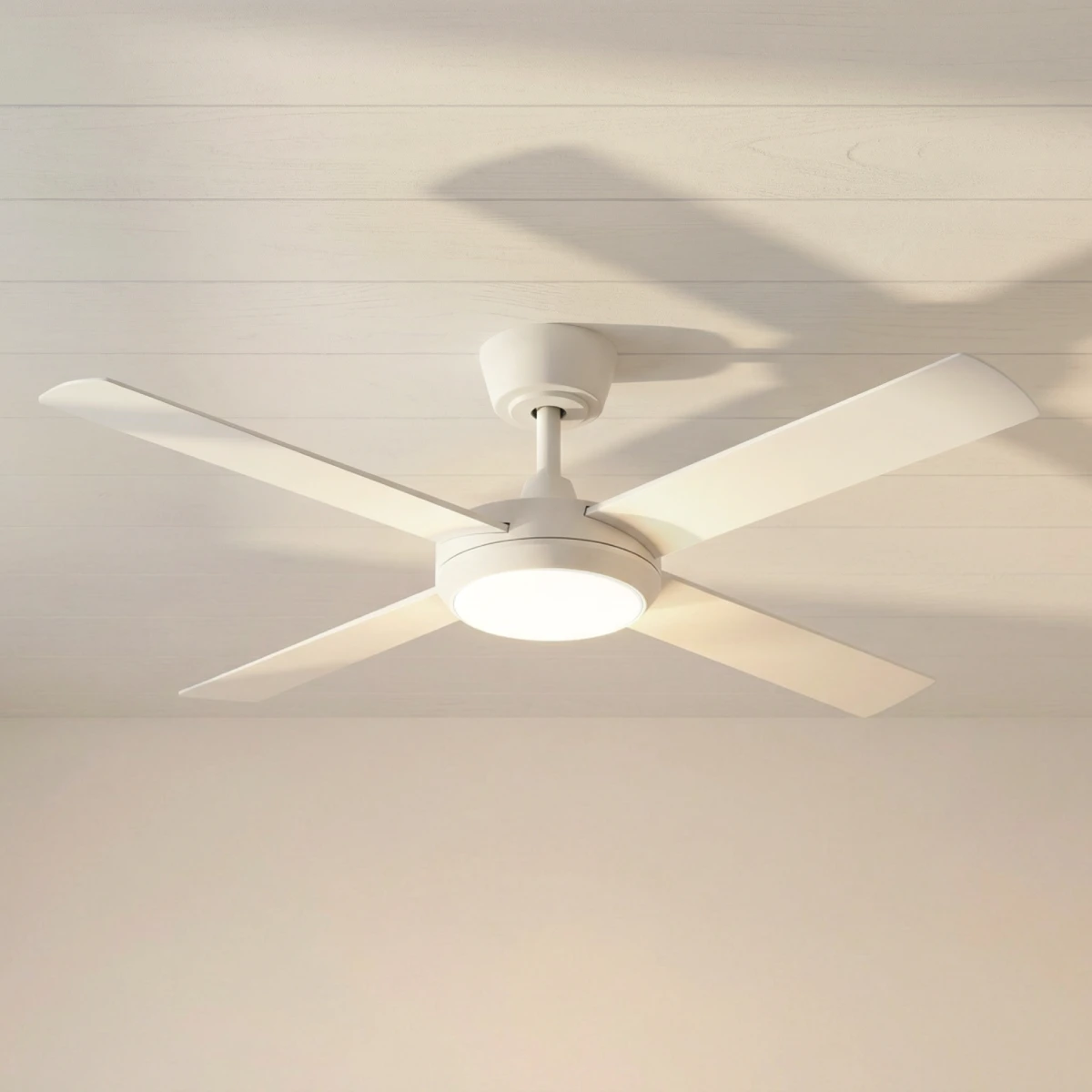 fanco-eco-silent-pro-52-inches-dc-ceiling-fan-white-with-lights-on-indoor-wooden-ceiling-close-up-front-view.webp