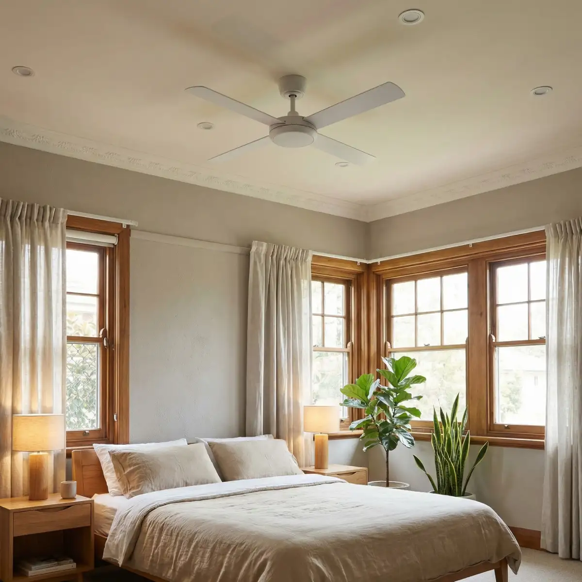 fanco-eco-silent-pro-52-inch-white-with-light-in-cosy-bedroom-insitu-angled-view.webp