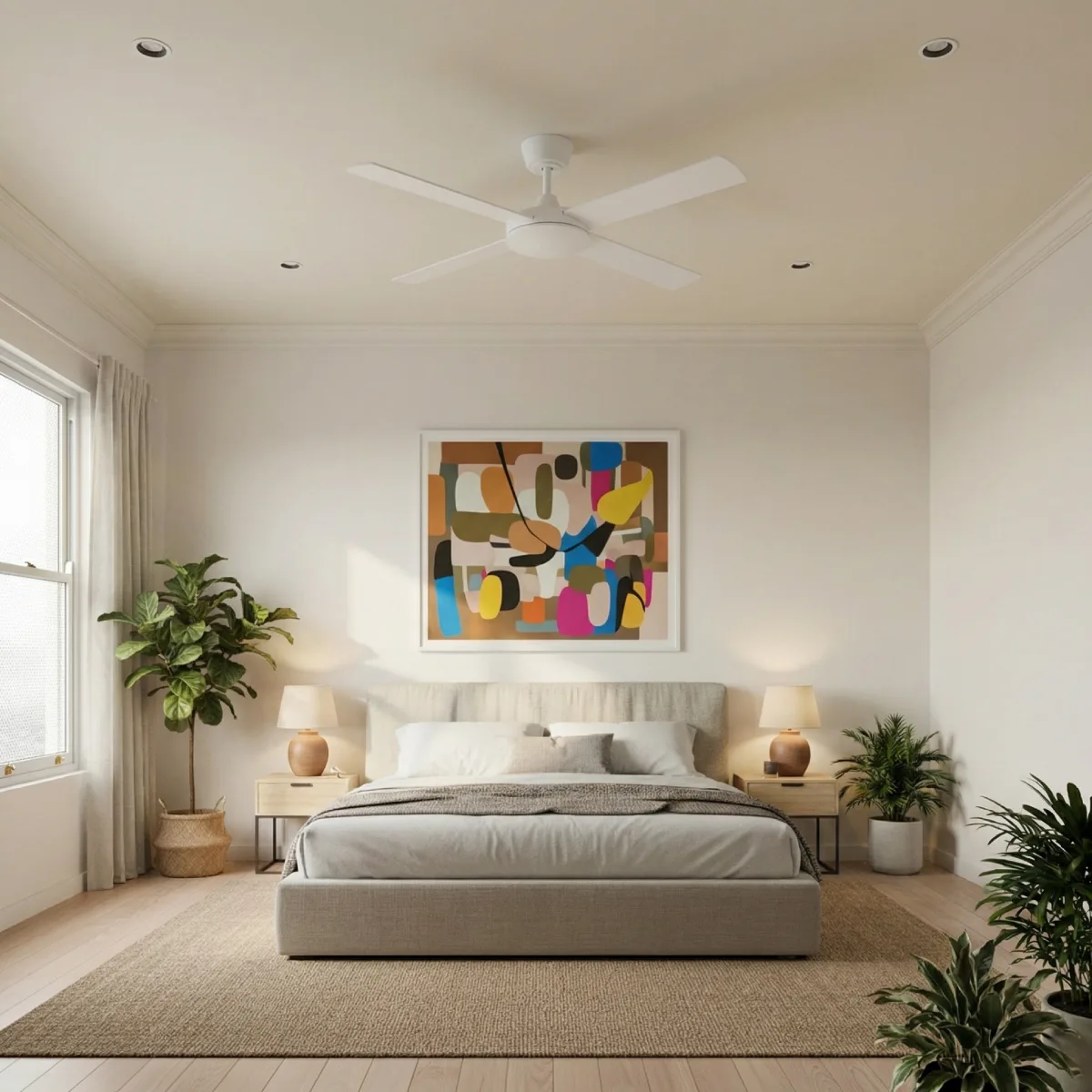 fanco-eco-silent-pro-48-inch-white-no-light-in-bedroom-front-view-insitu.webp