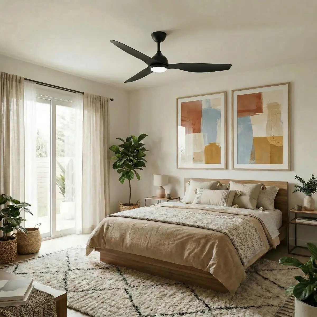 fanco-eco-style-dc-52-inches-black-with-light-in-bedroom-insitu.webp
