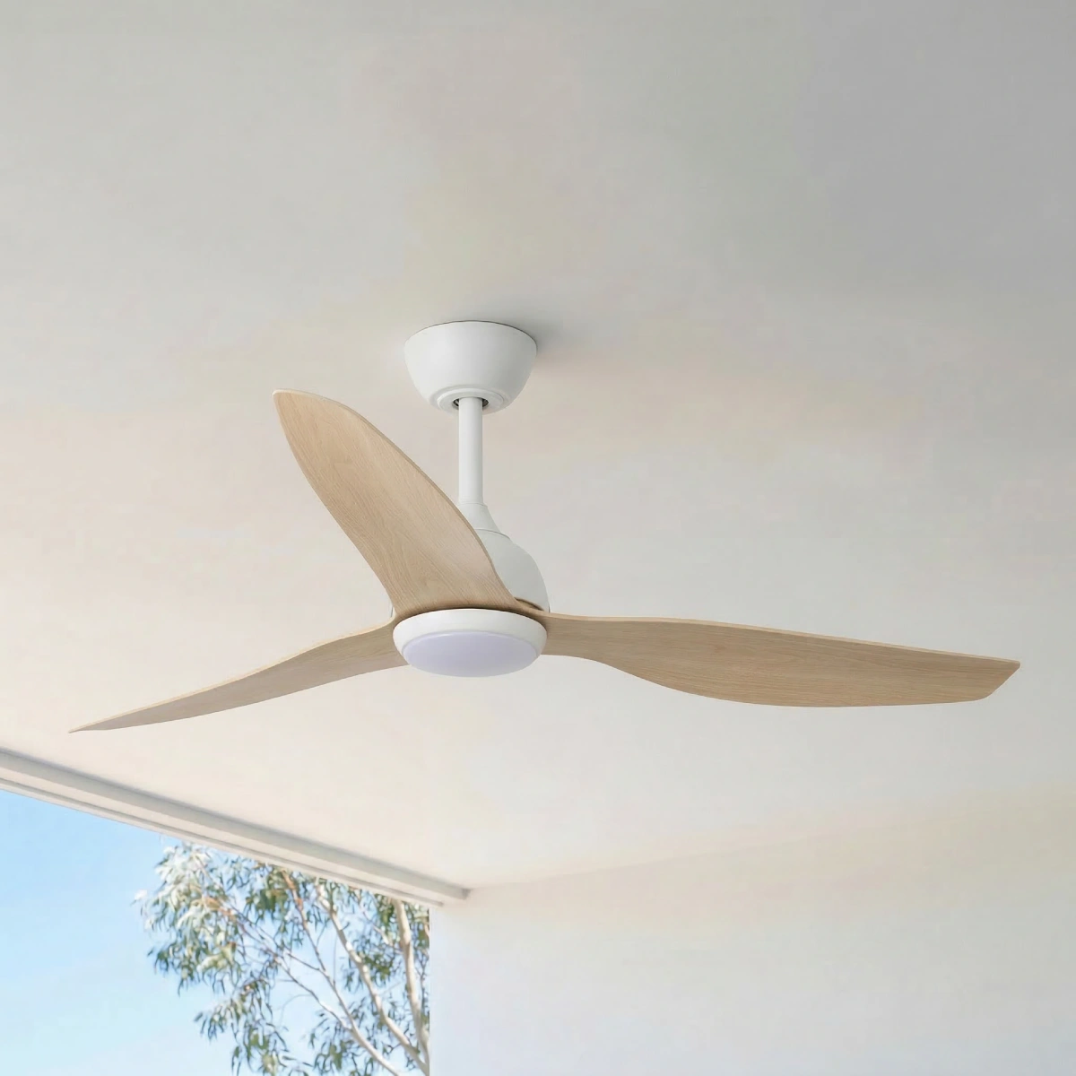 fanco-eco-style-dc-52-inches-white-beechwood-with-light-outdoor-ceiling-close-up-insitu.webp