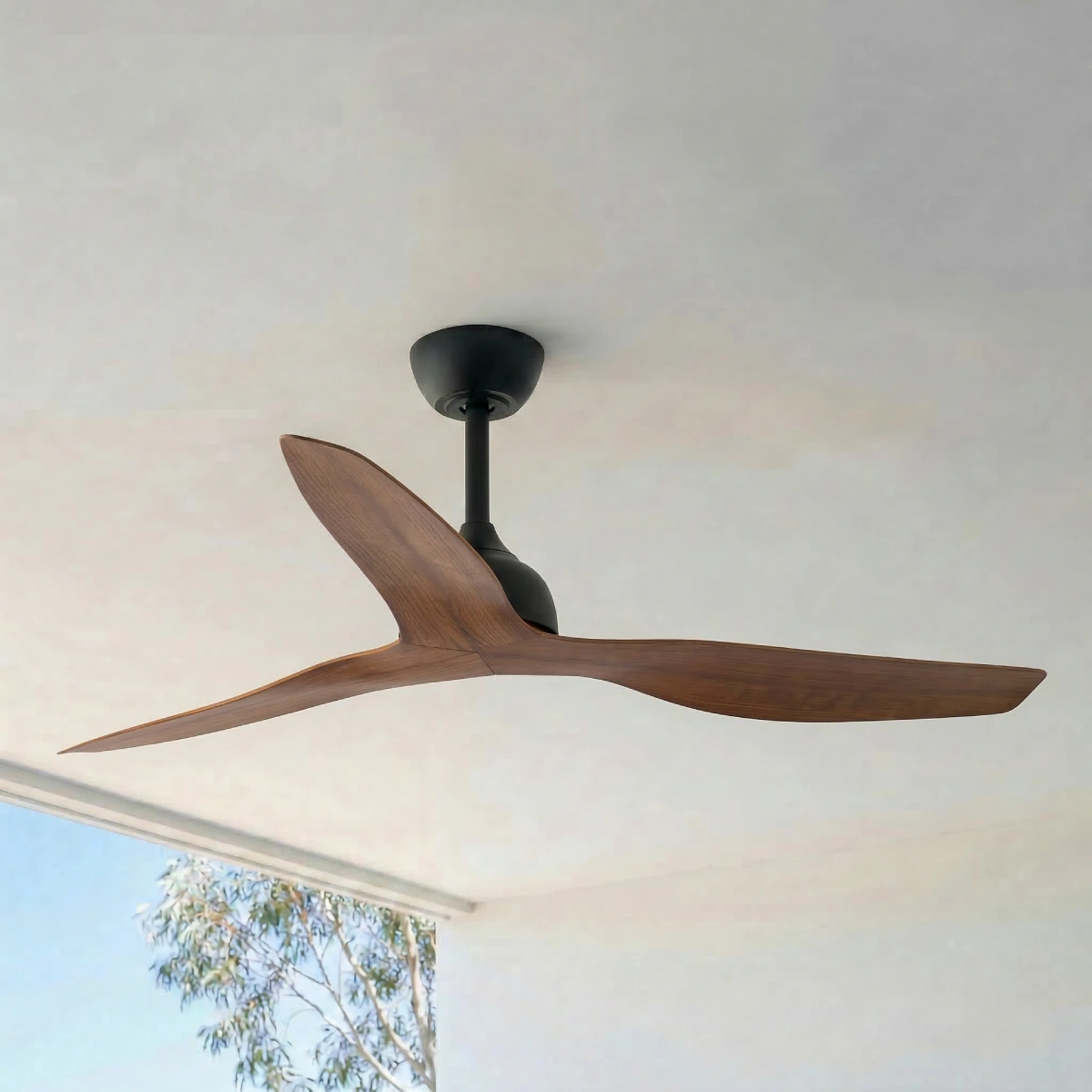 fanco-eco-style-dc-52-inches-black-koa-no-light-outdoor-ceiling-close-up-insitu.webp