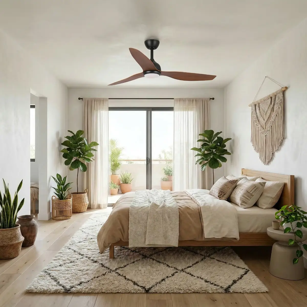 fanco-eco-style-dc-52-inches-black-koa-with-light-in-bedroom-insitu.webp