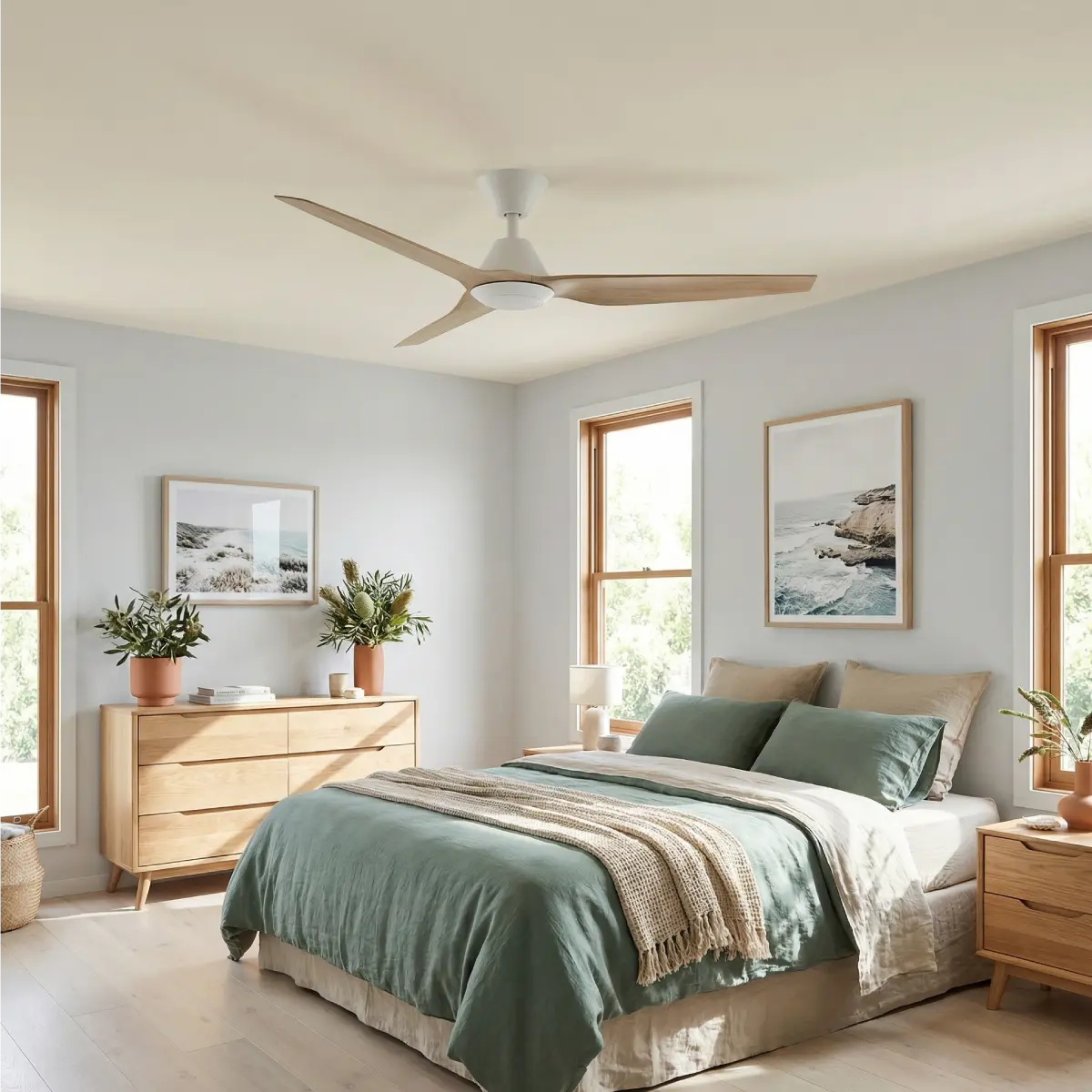 fanco-infinity-id-v3-dc-54-inch-white-with-beechwood-blades-with-light-installed-in-bedroom-wide-view.webp