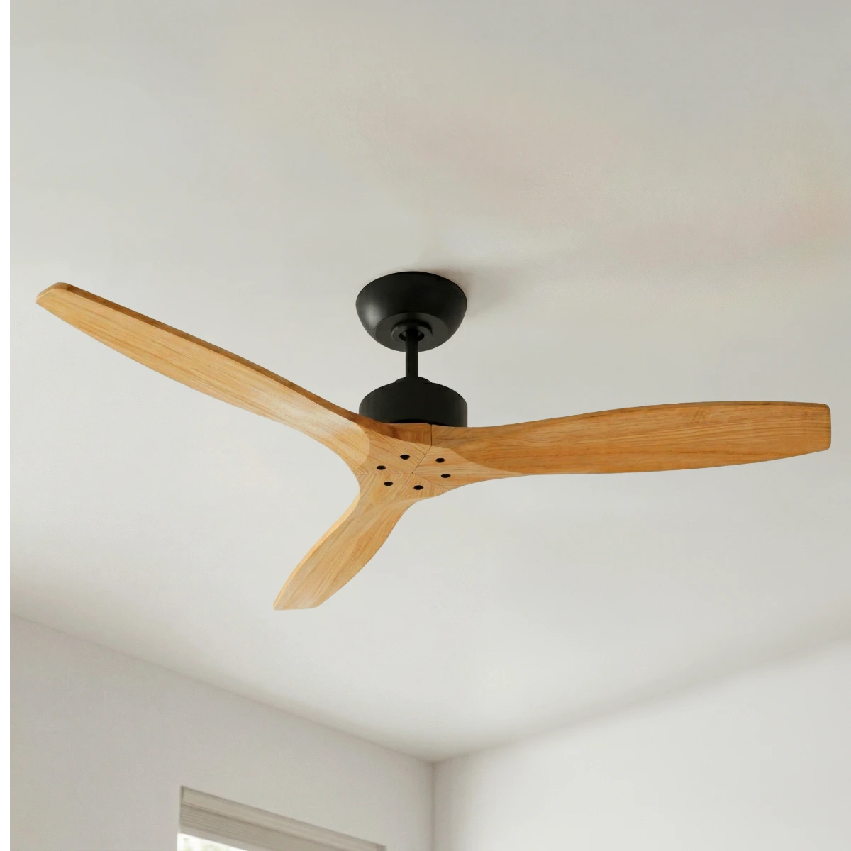 fanco-wynd-dc-54-inches-black-teak-close-up-insitu.webp