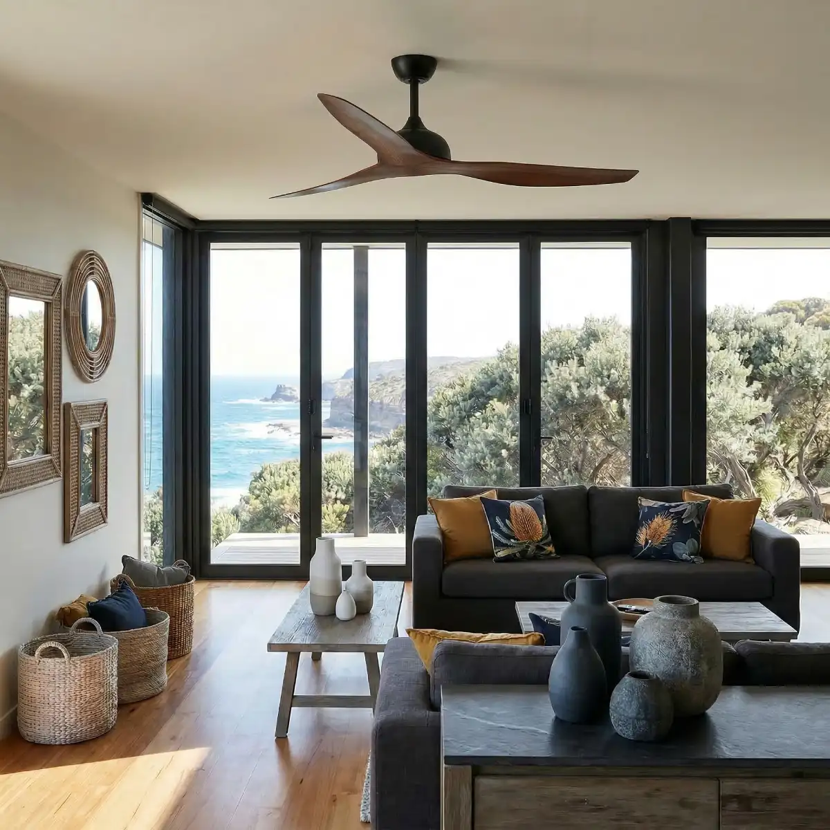 fanco-eco-style-dc-60-inches-black-koa-no-light-living-areas-with-outdoor-view-insitu.webp