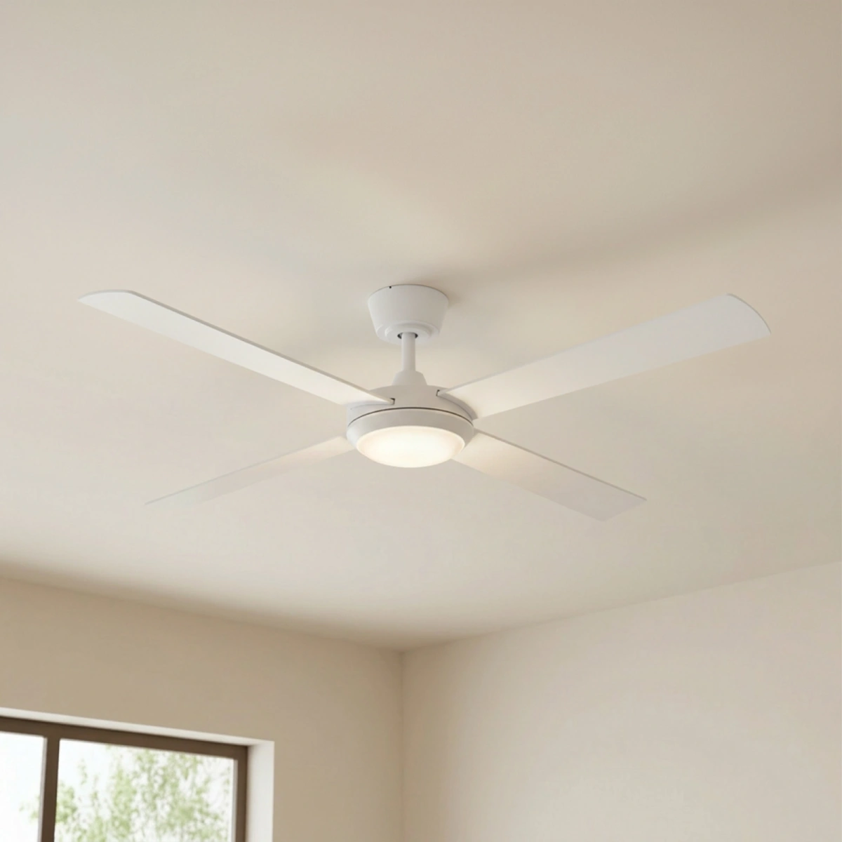 fanco-eco-silent-pro-56-inches-dc-ceiling-fan-white-with-lights-on-close-up-insitu.webp