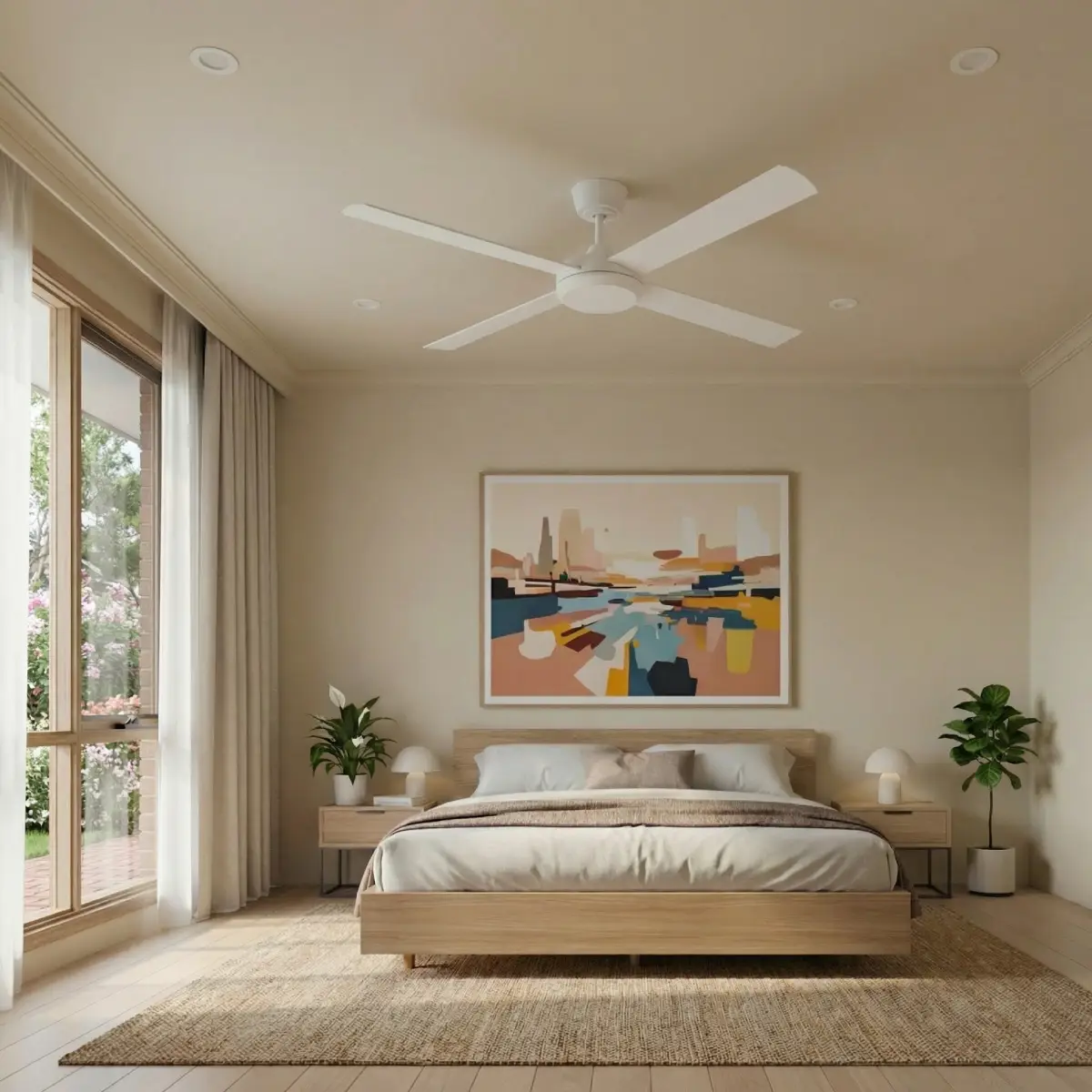 fanco-eco-silent-pro-56-inch-white-with-light-in-bedroom-insitu-front-view.webp