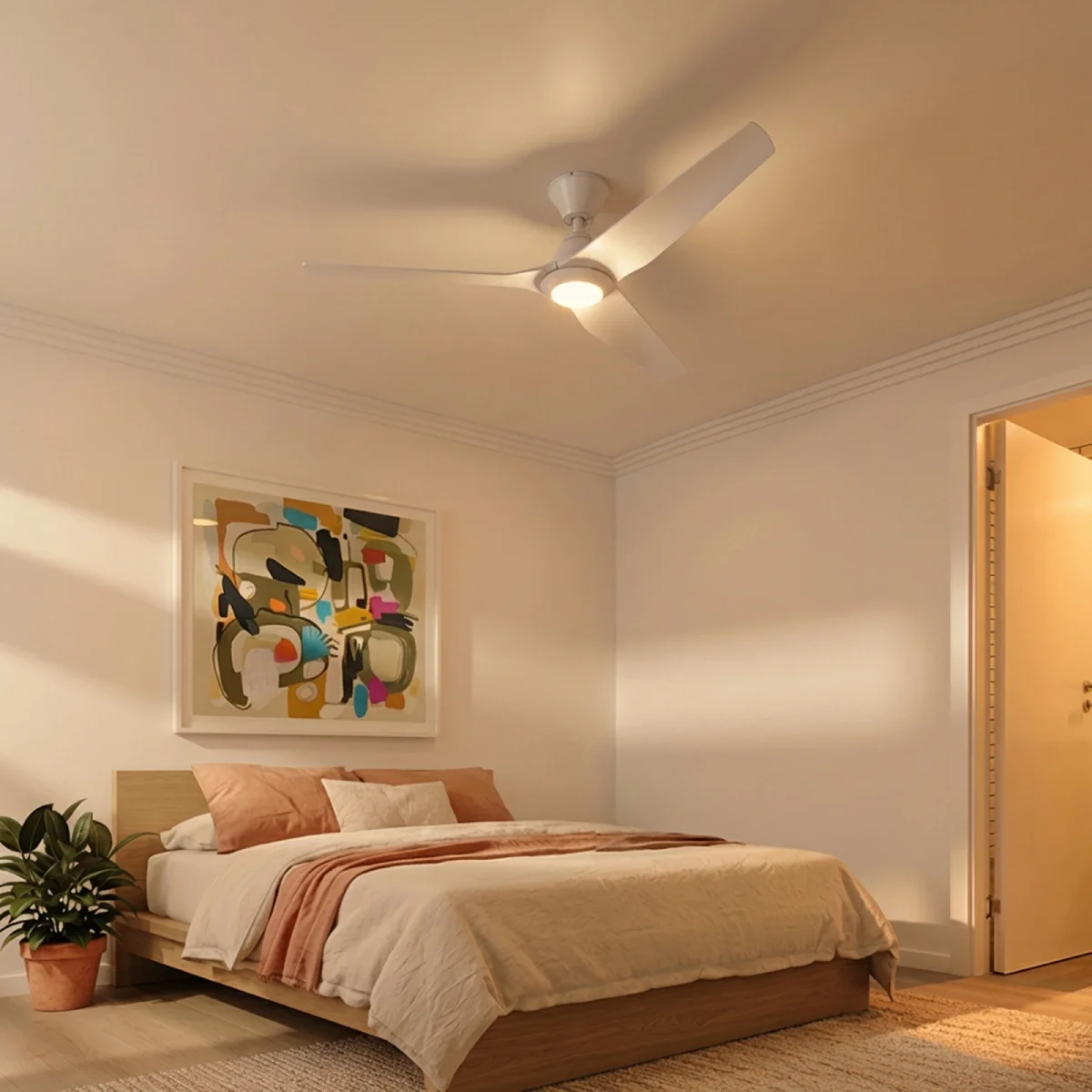 fanco-infinity-id-v3-dc-54-inch-white-with-light-in-bedroom-insitu.webp
