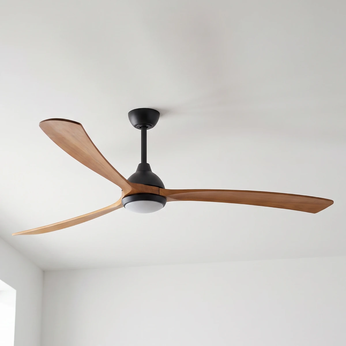 fanco-sanctuary-dc-ceiling-fan-86-inch-black-with-teak-blades-with-led-light-close-up-indoor.webp