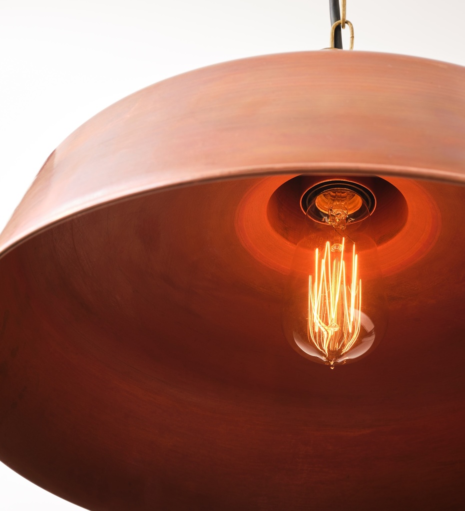 Pendant Light ES Aged Copper Angled Dome OD400mm x H175mm