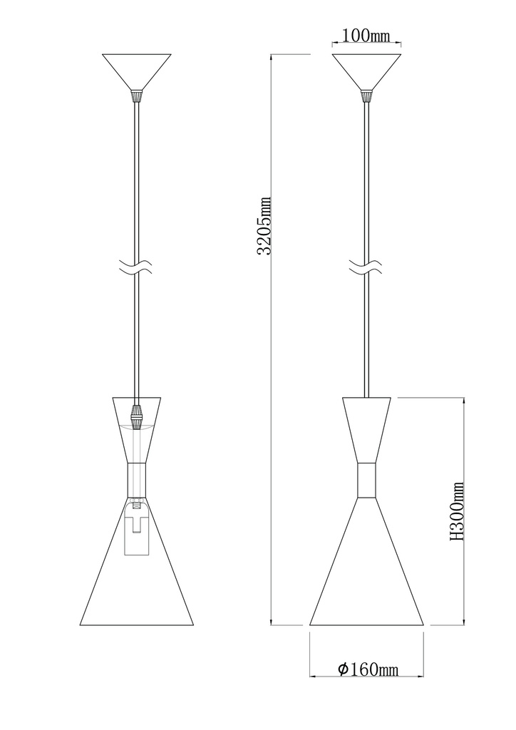 Pendant Light ES Cone OD160mm