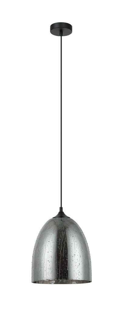 Pendant Light ES Smoke Black Glass Ellipse with Raindrop OD250mm