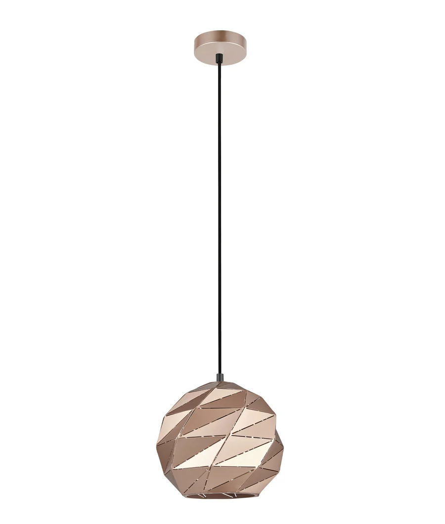 [ORIGAMI2] PENDANT ES 60W Rose Gold Dome Sml Iron OD220mm x H3215mm