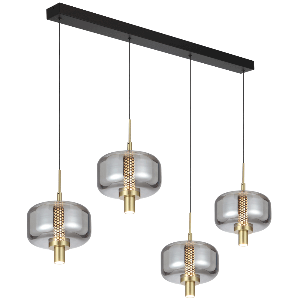 [VOLEN PE4B-BKSM] VOLEN 4LT BAR PENDANT 4*8wLED 3000K DIM cab.2m 1050Lm L1170 D180 H275