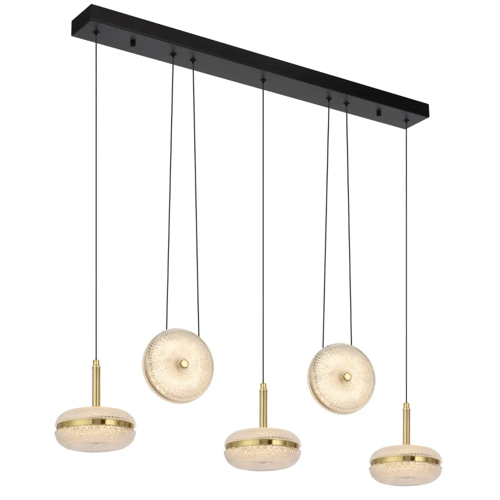 GOVAN 5LT BAR PENDANT 5x10wLED L980 W150 H70 3000k non-DIM CAB2M D150*70