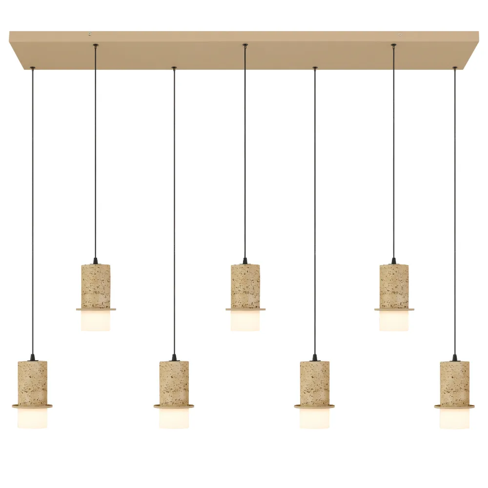 [KOLISA PE7B-BE] KOLISA 7LT BAR PENDANT 42wLED 2700K_4000K L1340 W300 H180 cab.2M (BEIGE FROST)