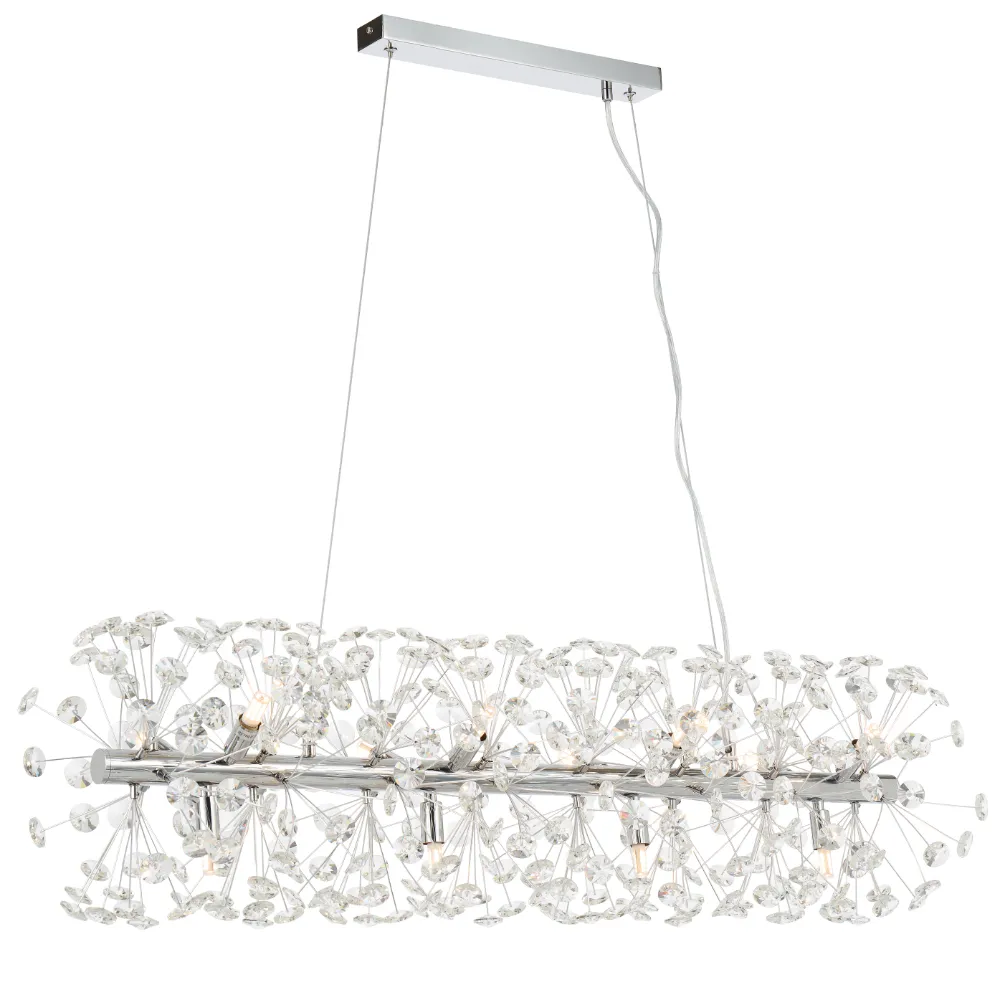 [LERIDA PE12R-CH] LERIDA 12LT REC PENDANT 12x6wG9max L:970 W:300 H:300 CRY H130 CHAIN 2M (CHROME CLEAR)