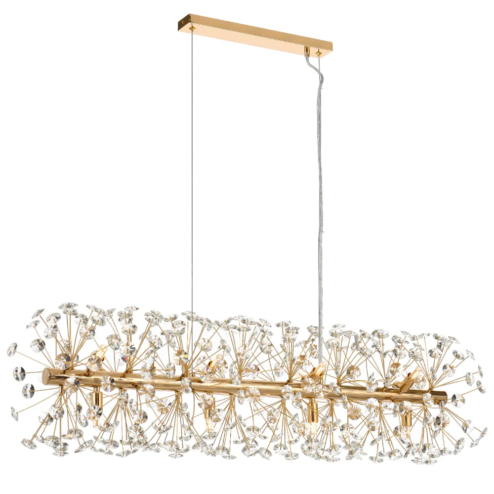 LERIDA 12LT REC PENDANT 12x6wG9max L:970 W:300 H:300 CRY H130 CHAIN 2M