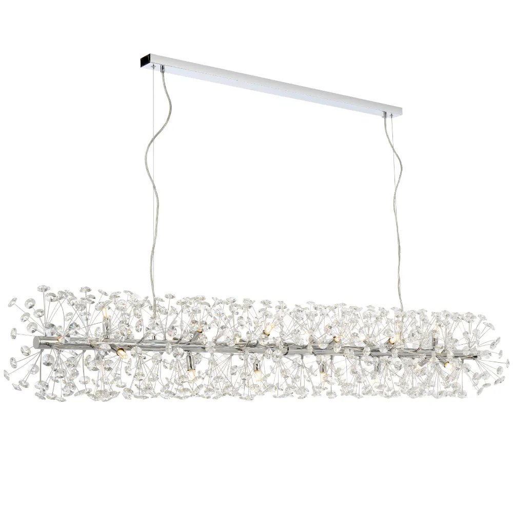 LERIDA 18LT REC PENDANT 18x6wG9max L1680 W300 H300 CRYSTAL H130 (copy) (CHROME CLEAR)