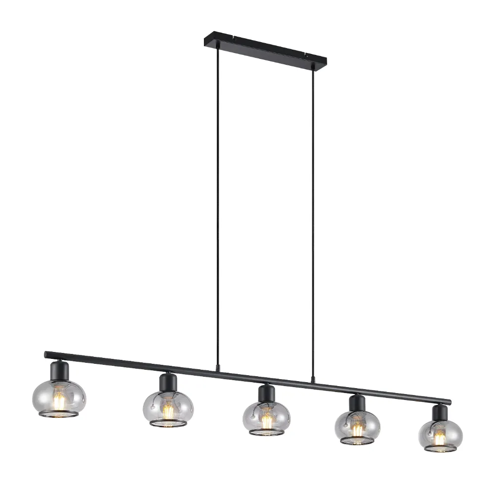 MARBELL 5 LT PENDANT 5x25wE27 max L:1400 W:140 H:190 TEX:2m (BLACK SMOKE)