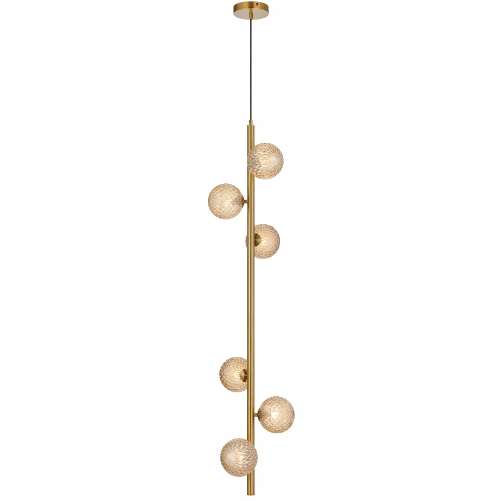 [ELSON PE06-AGAMT] ELSON 6 LT PENDANT 6x6wG9max KIT L1200 W265 H265  TEX 2m (ANT GOLD)