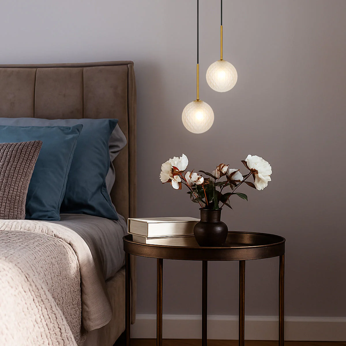 [GASTON PE2-AGFRT] GASTON 2 LIGHT PENDANT ANTIQUE GOLD (Frost)