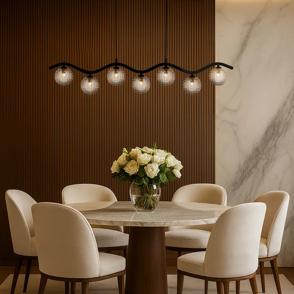 [ORTON PE7-BKCLP] ORTON 7 LIGHT PENDANT BLACK (Clear)