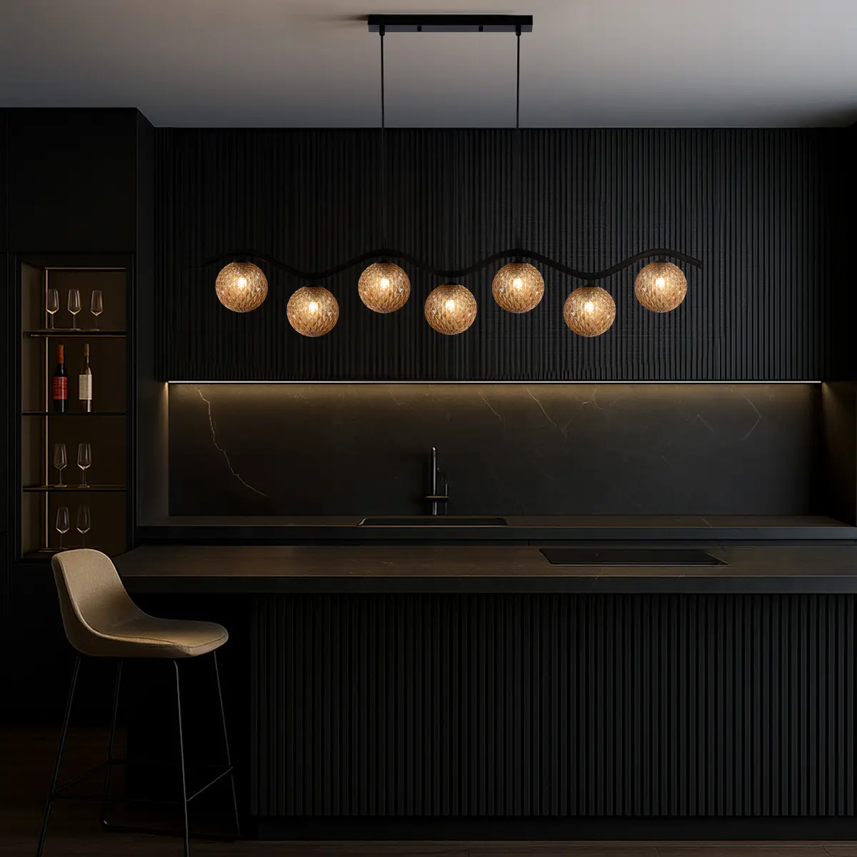 ORTON 7 LIGHT PENDANT BLACK