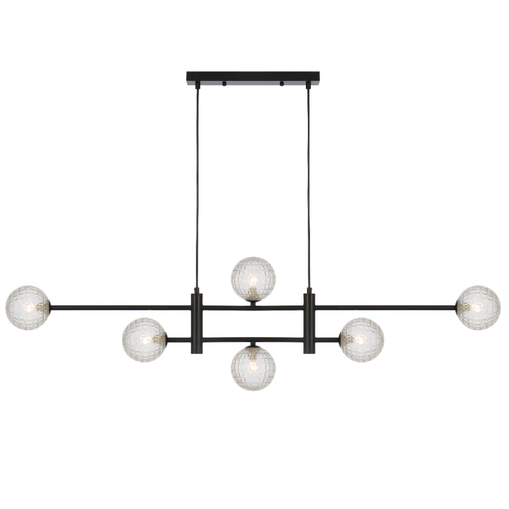 [TYSON PE06-BKCLP] TYSON 6 LIGHT PENDANT BLACK (Clear)