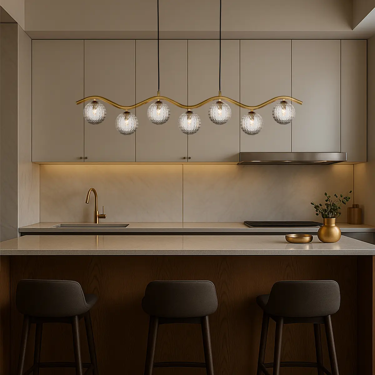 [ORTON PE7-AGCLP] ORTON 7 LIGHT PENDANT ANTIQUE GOLD (Clear)