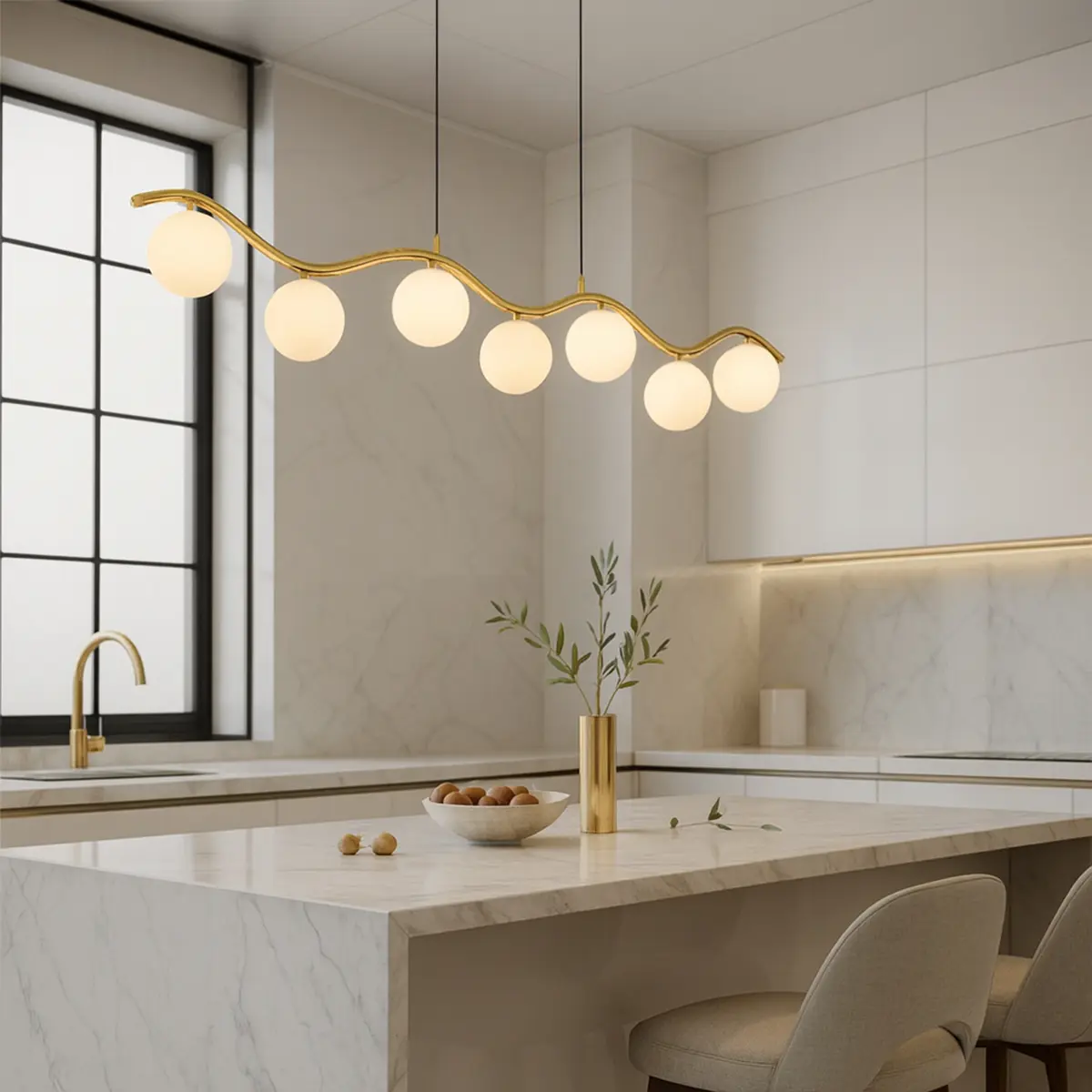 ORTON 7 LIGHT PENDANT ANTIQUE GOLD