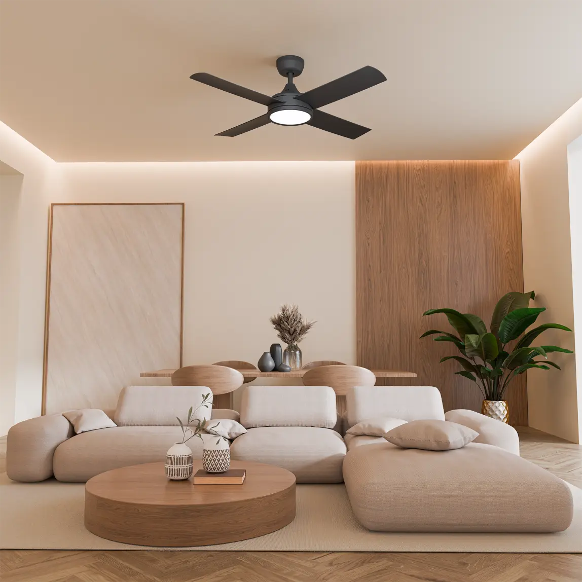 [BAP-448-BL-L] Calibo Breeze Silent Pro 48" AC Ceiling Fan with 3CCT LED and Wall Control (Black)
