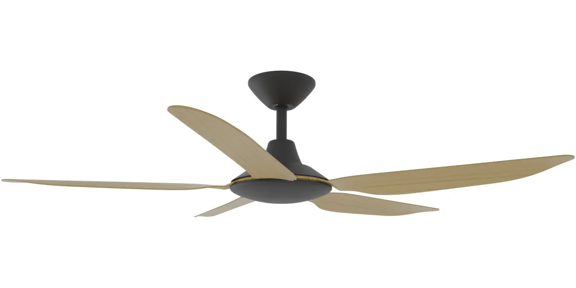 [STO-449B-BA] Calibo Storm 48" (1220mm) 5 Blade Indoor/Outdoor DC Ceiling Fan and Remote | Bamboo (Black)