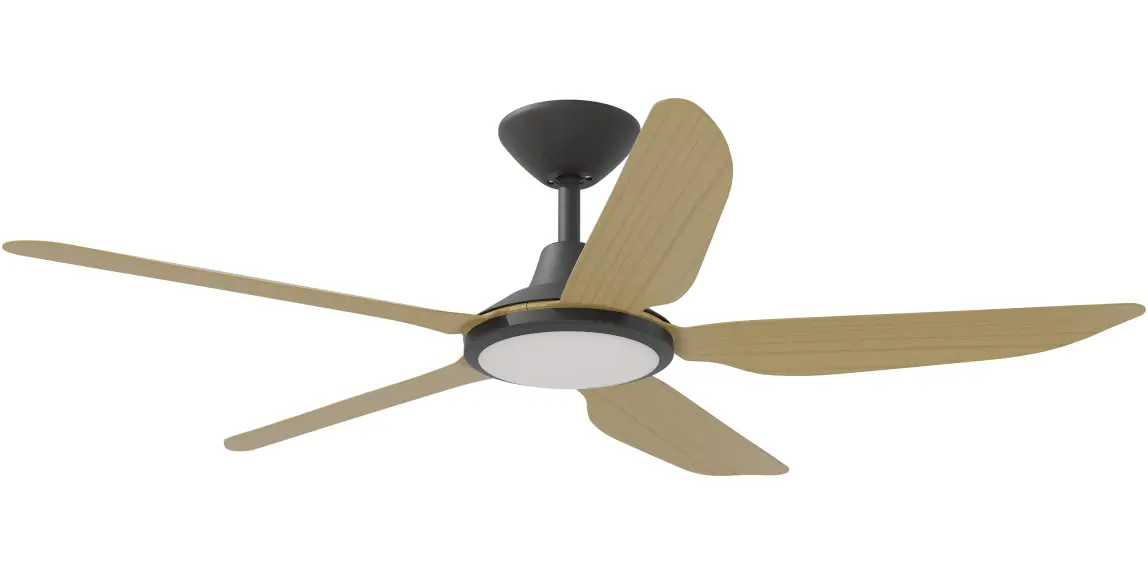 [STO-548B-BA-L] Calibo Storm 48" (1220mm) 5 Blade 18W Tricolour LED Light Indoor/Outdoor DC Ceiling Fan & Remote | Bamboo (Black)
