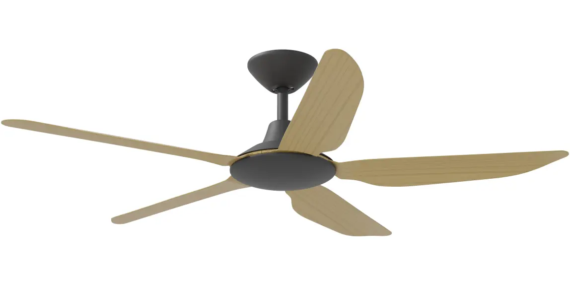 [STO-552B-BA] Calibo Storm 52" (1320mm) 5 Blade Indoor/Outdoor DC Ceiling Fan and Remote | Bamboo (Black)