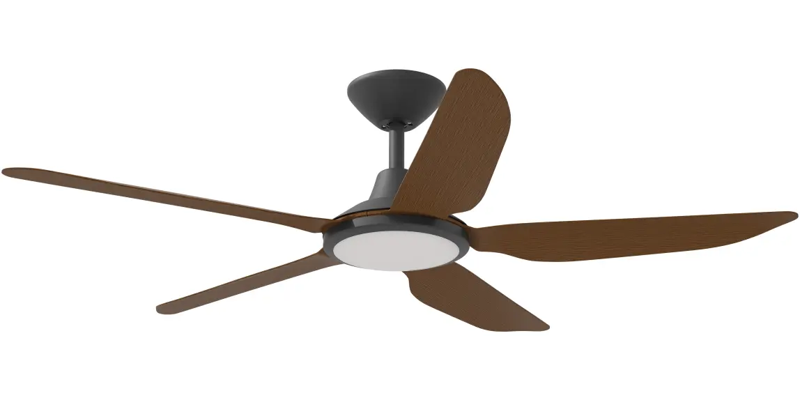 [STO-552B-KO-L] Calibo Storm 52" (1320mm) 5 Blade 18W Tricolour LED Light Indoor/Outdoor DC Ceiling Fan & Remote | Koa (Black)
