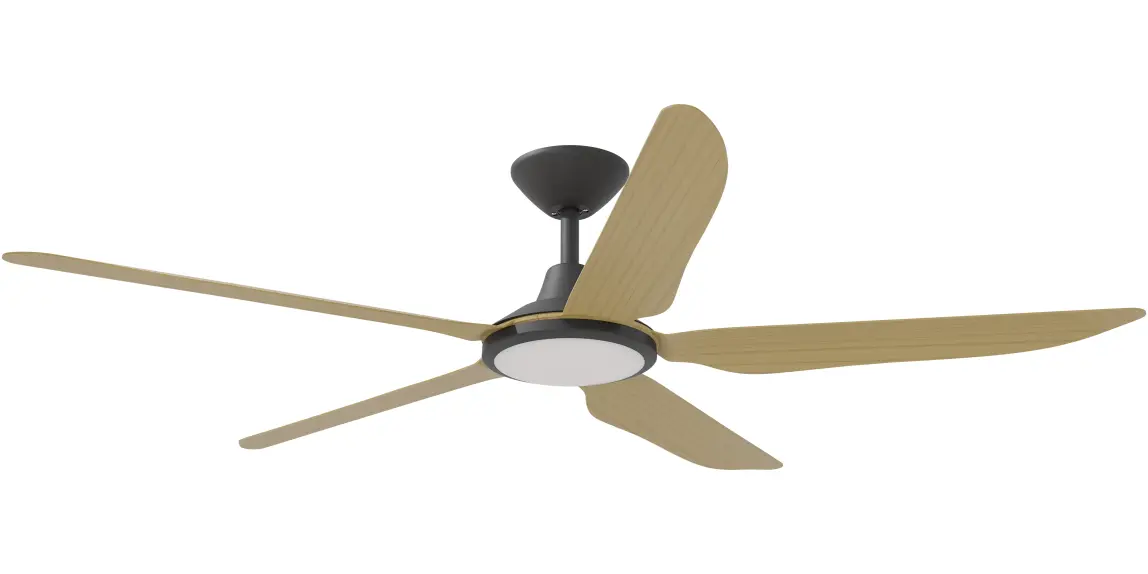 [STO-556B-BA-L] Calibo Storm 56" (1430mm) 5 Blade 18W Tricolour LED Light Indoor/Outdoor DC Ceiling Fan & Remote | Bamboo (Black)