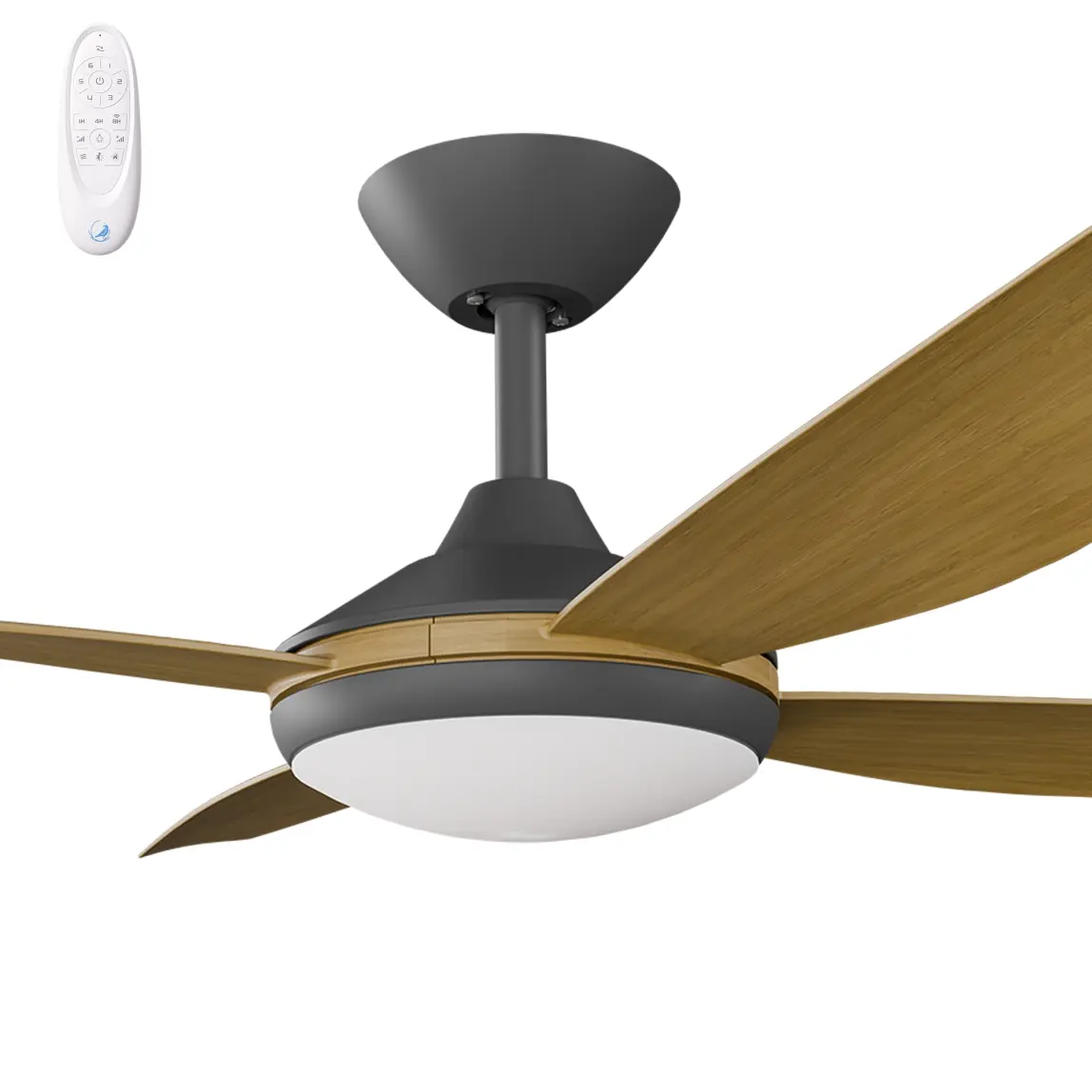 [VAN-448B-TE-L] Calibo Vanga 48" DC Smart Ceiling Fan with LED Light and Remote Control | Teak (Black)