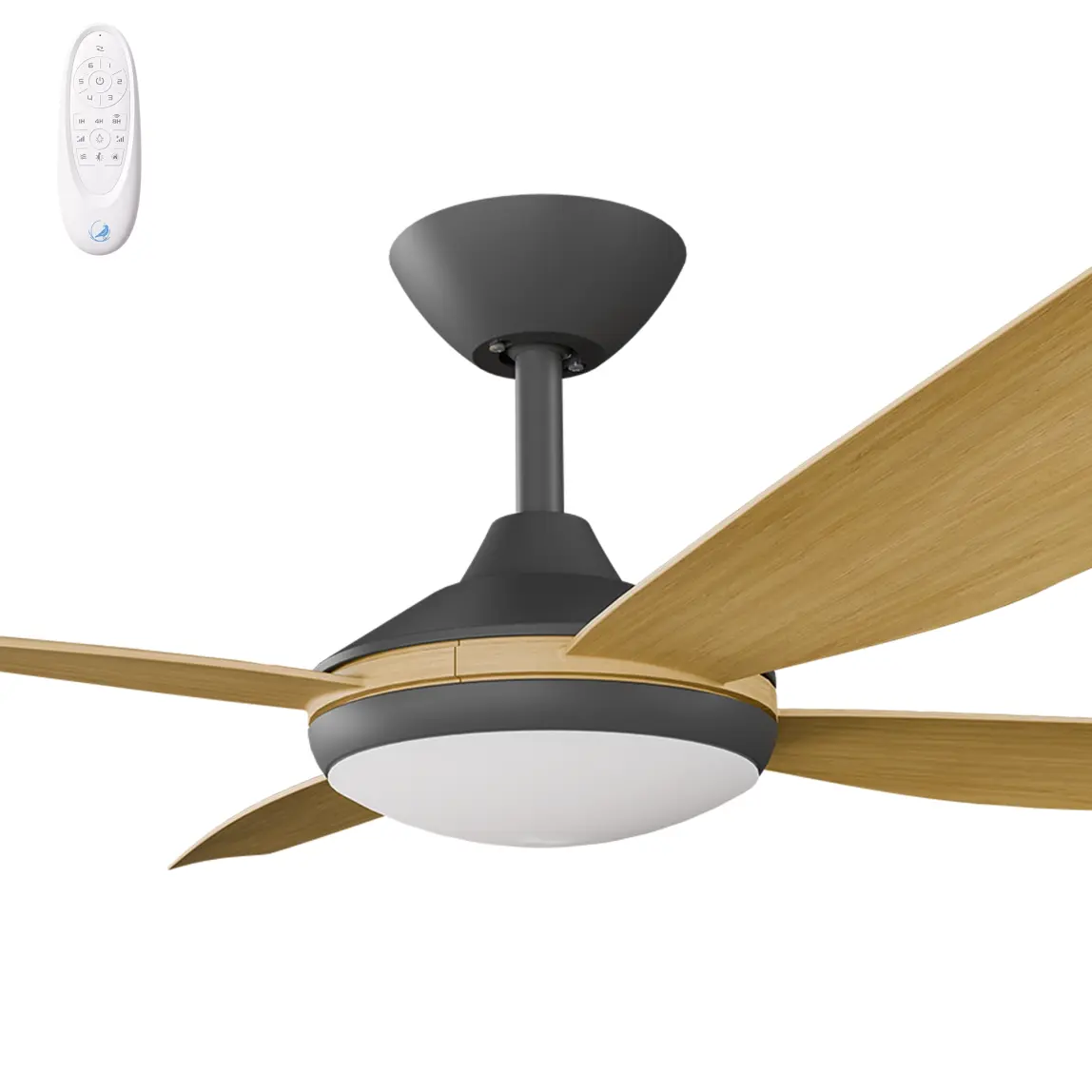 [VAN-452B-BA-L] Calibo Vanga 52" DC Smart Ceiling Fan with LED Light and Remote Control | Bamboo (Black)
