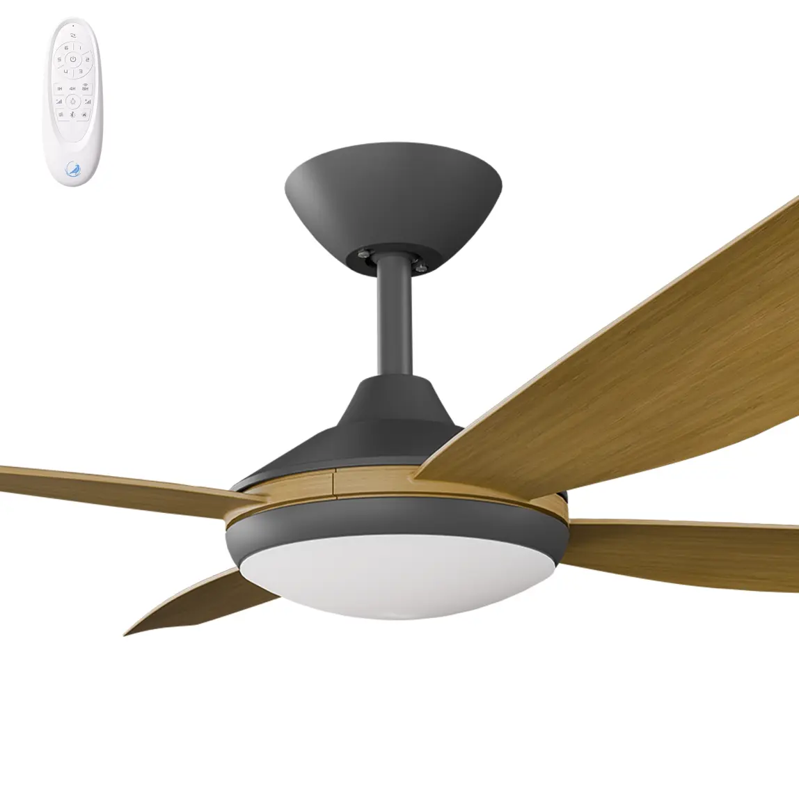 [VAN-452B-TE-L] Calibo Vanga 52" DC Smart Ceiling Fan with LED Light and Remote Control | Teak (Black)