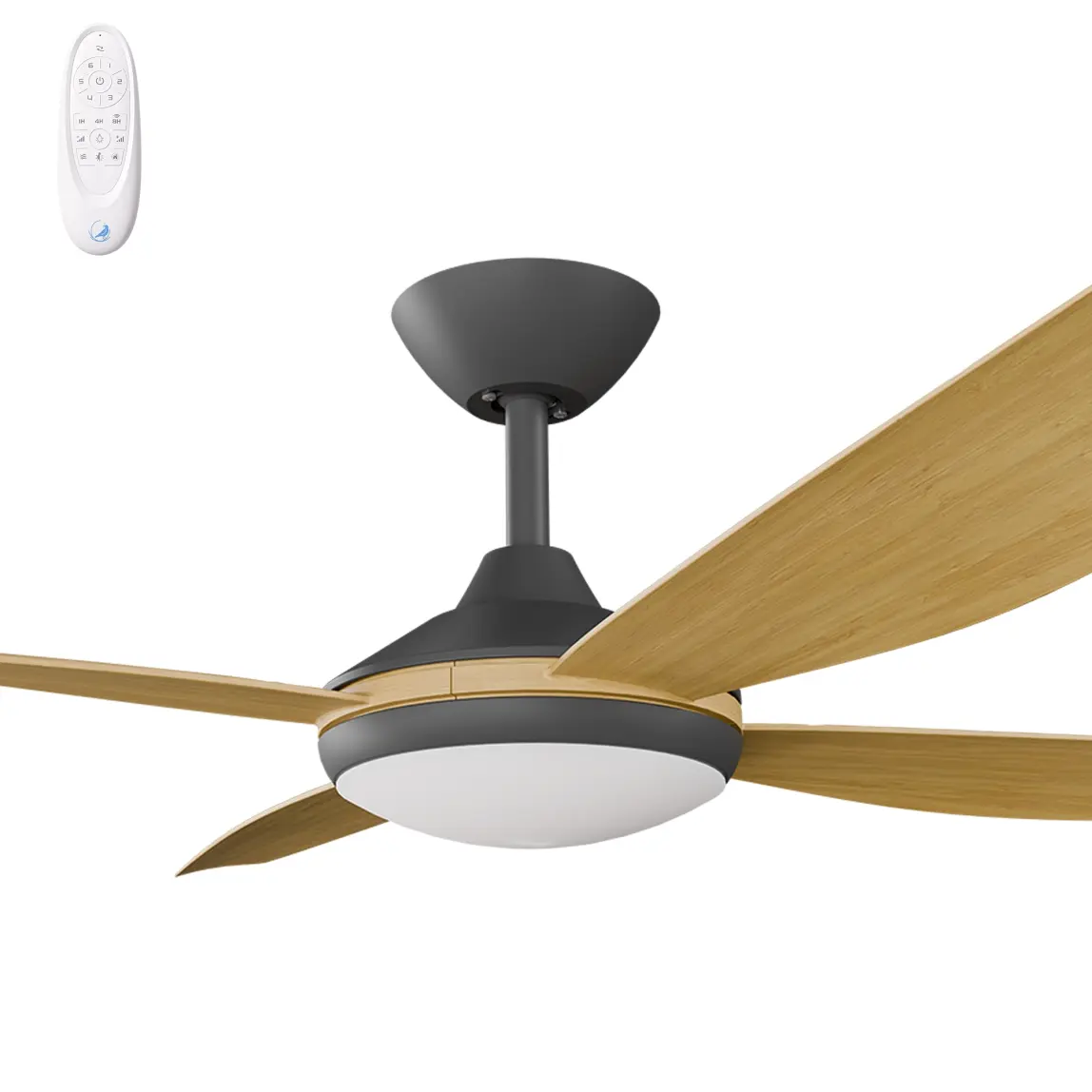 [VAN-456B-BA-L] Calibo Vanga 56" DC Smart Ceiling Fan with LED Light and Remote Control | Bamboo (Black)