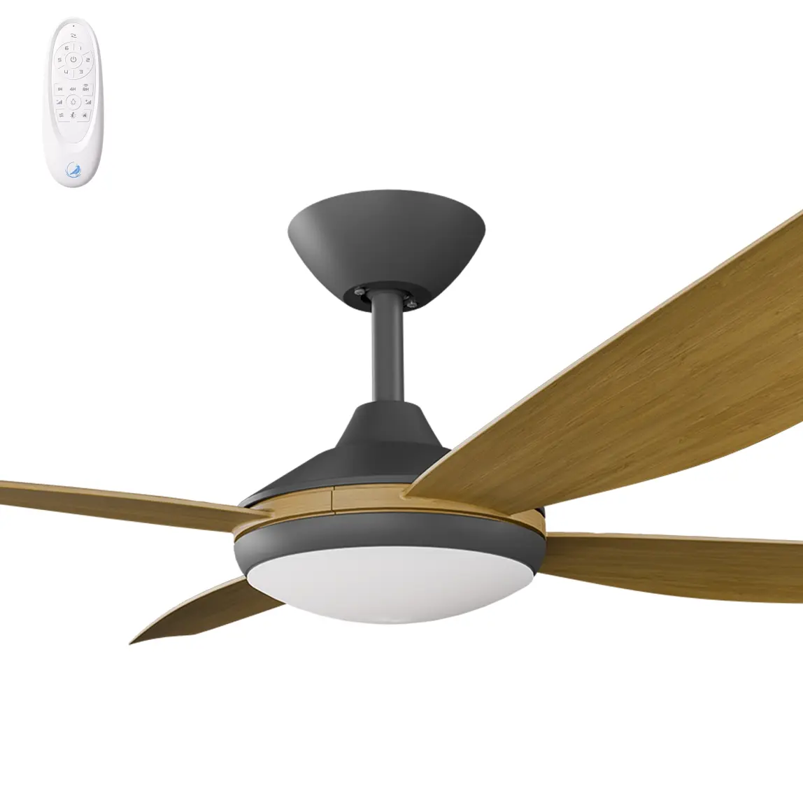 [VAN-456B-TE-L] Calibo Vanga 56" DC Smart Ceiling Fan with LED Light and Remote Control | Teak (Black)