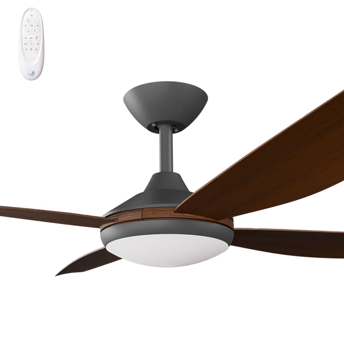 [VAN-456B-KO-L] Calibo Vanga 56" DC Smart Ceiling Fan with LED Light and Remote Control | Koa (Black)