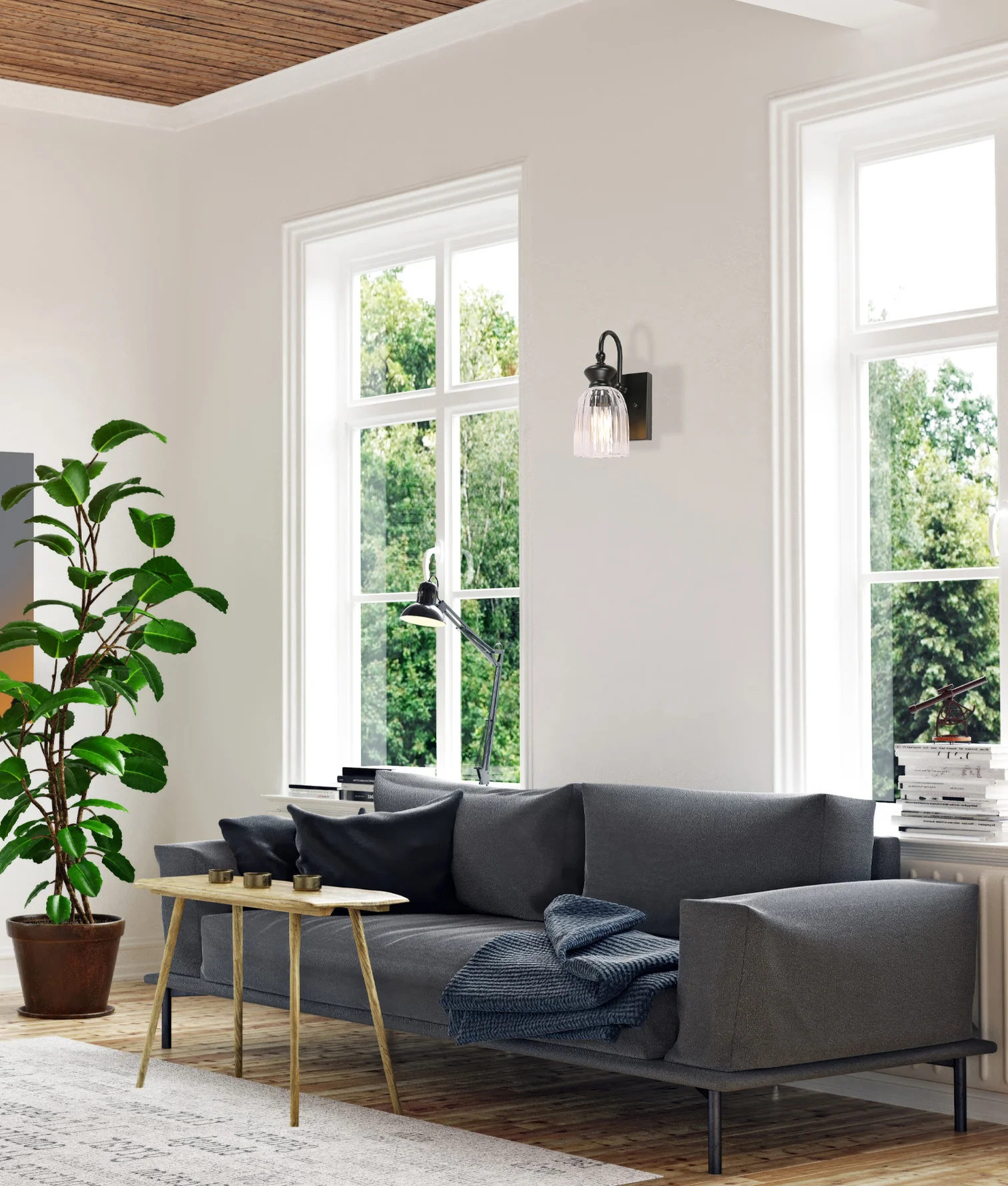 [SINO-W1] SINO SINGLE SHADE WALL LIGHT (Black)