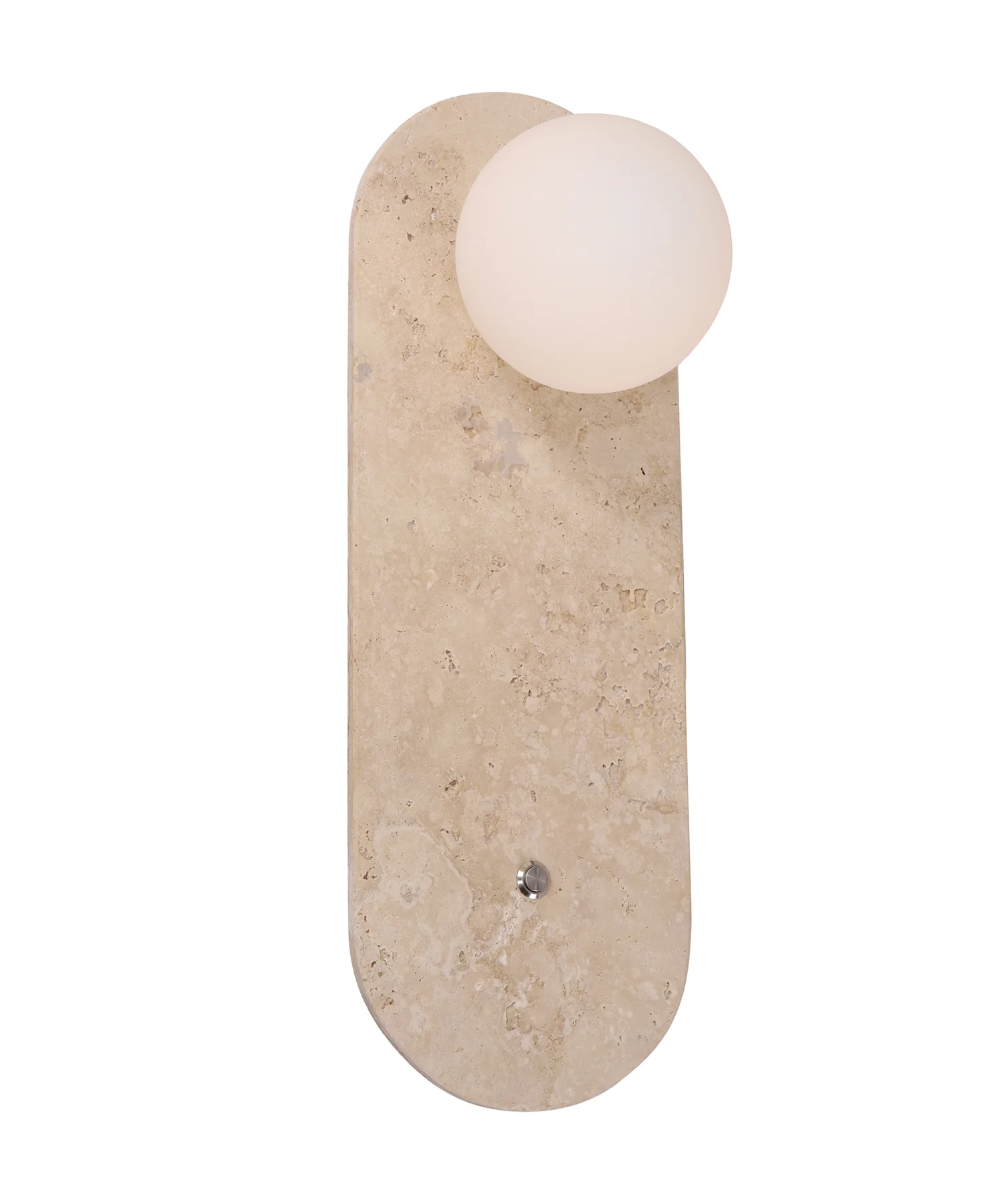 [POI1] POI TRAVERTINE BASE ROUND OPAL WALL LIGHT