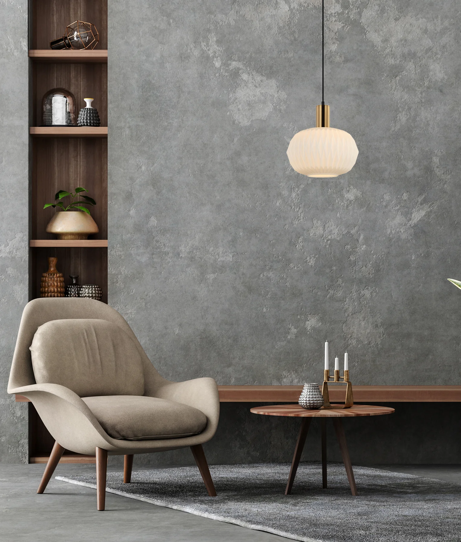 PAPEL BRASS DOME GLASS 1 PENDANT LIGHT