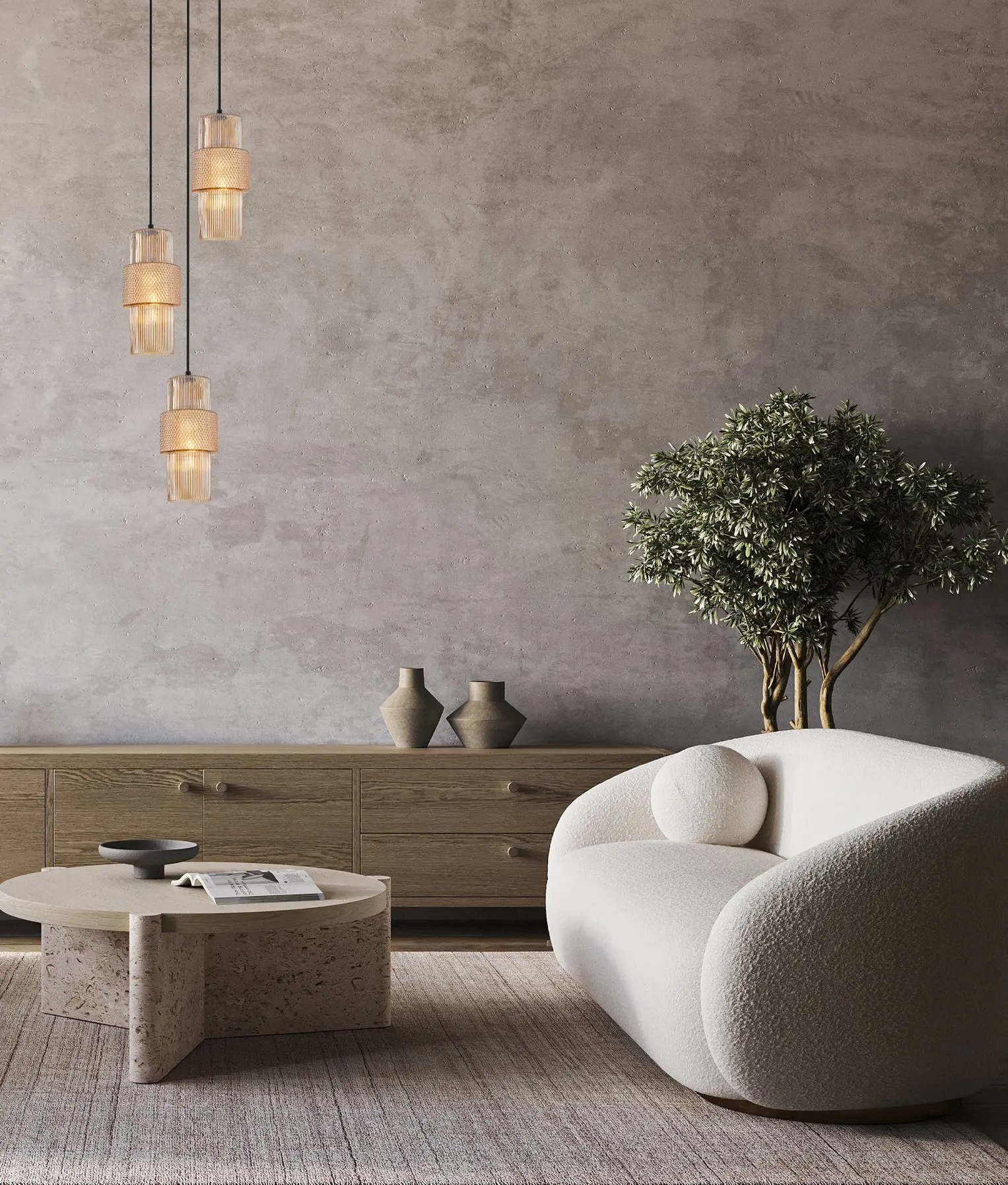 [HUECA2] HUECA DOUBLE CYLINDER 1 PENDANT LIGHT (Amber)