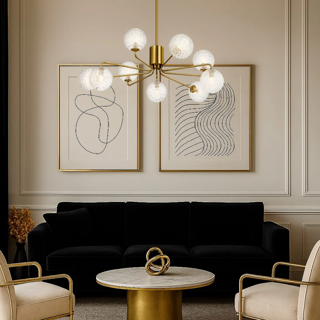 [FELTON PE09AGCLP] FELTON 9 LIGHT PENDANT ANTIQUE GOLD (Clear)